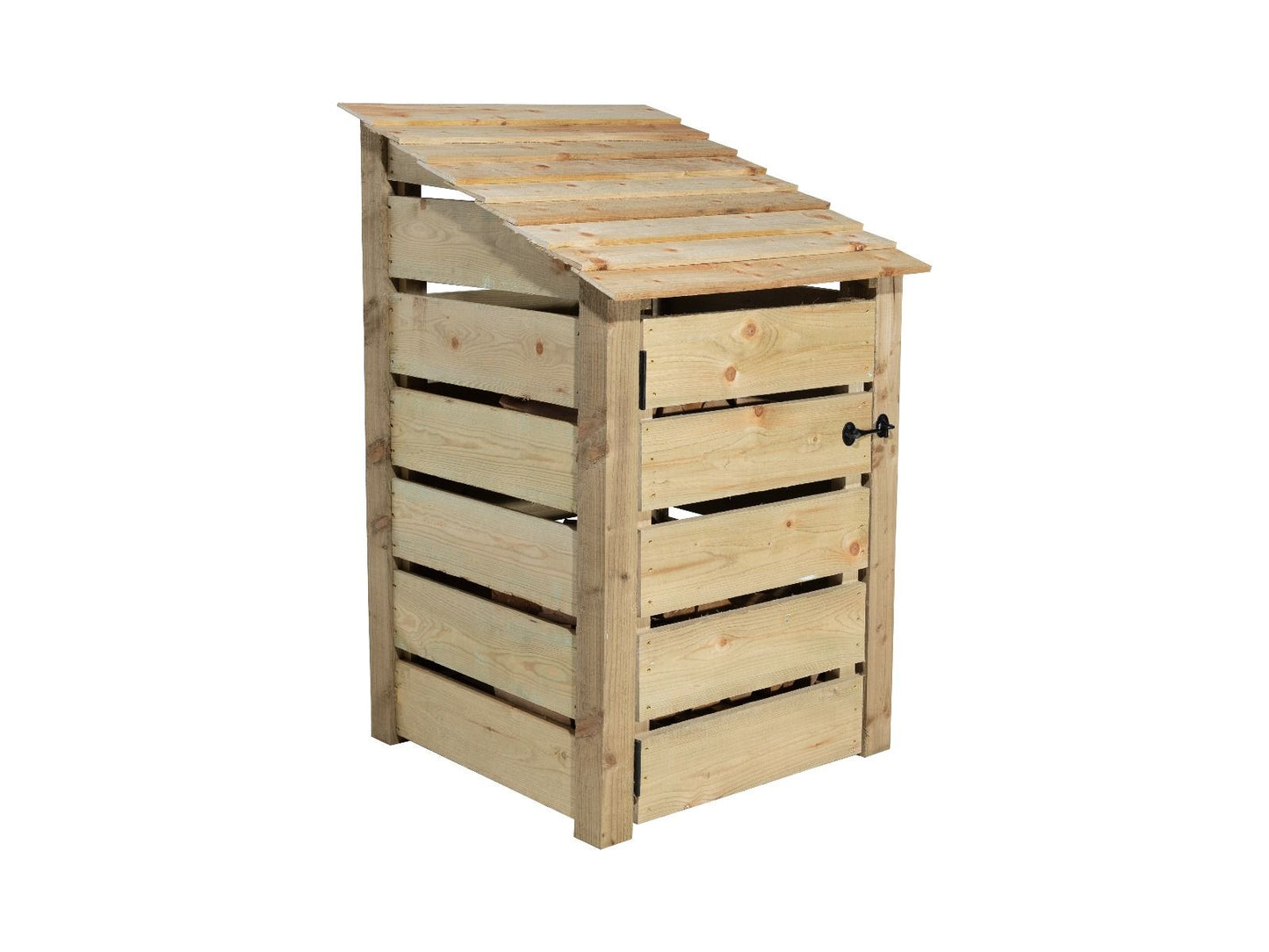 Slatted Wooden Log Store With Door W-79cm, H-126cm or 180cm, D-88cm