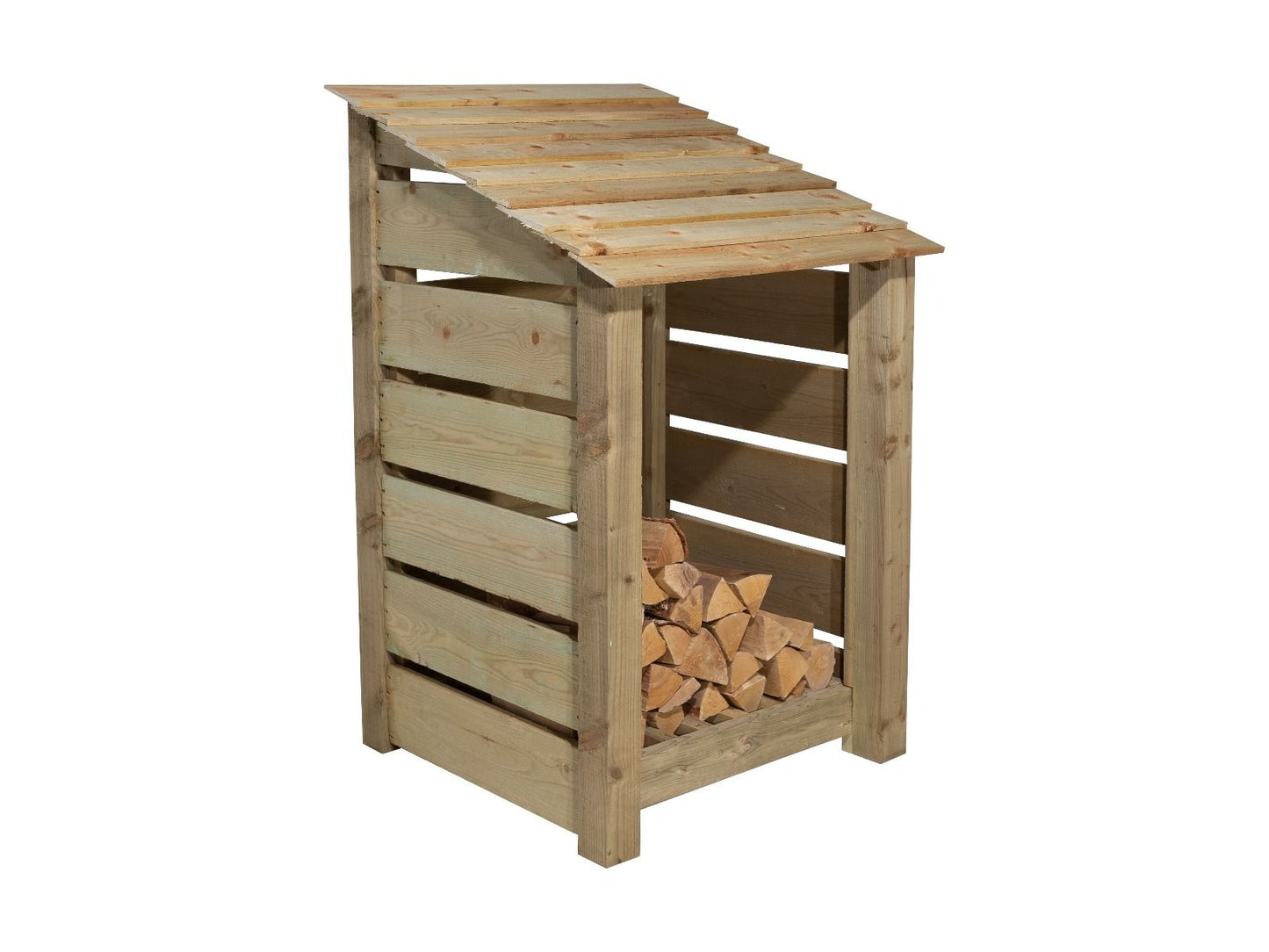 Slatted wooden log store W-79cm, H-126cm or 180cm, D-88cm