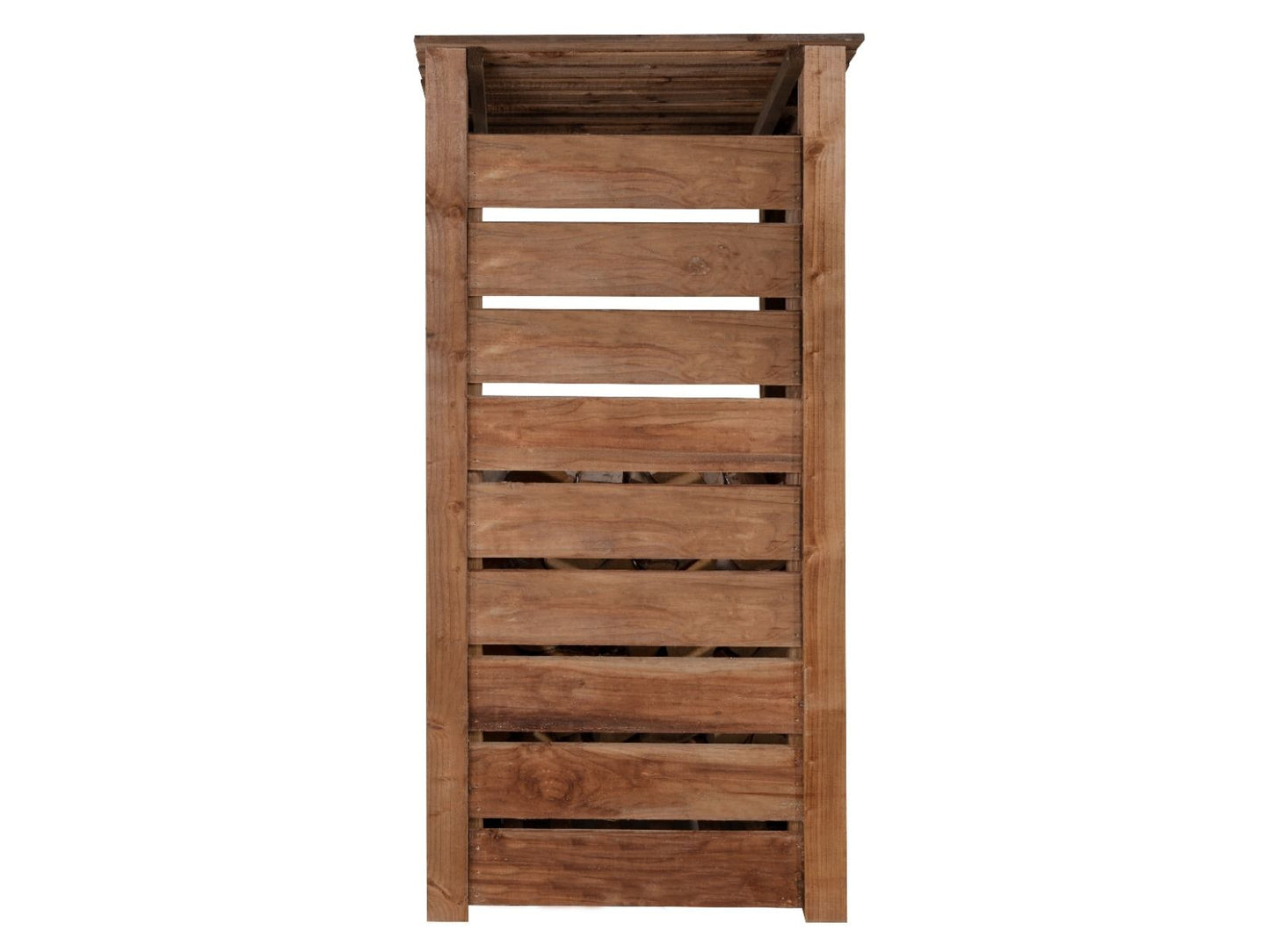 Slatted Wooden Log Store W-99cm, H-126cm or 180cm, D-88cm - Brown Finish