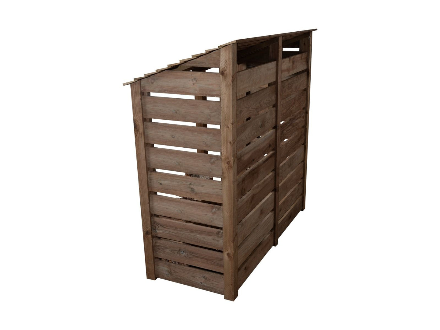 Slatted Wooden Log Store with Doors And Shelf W-187cm, H-126cm or 180cm, D-88cm - Brown Finish