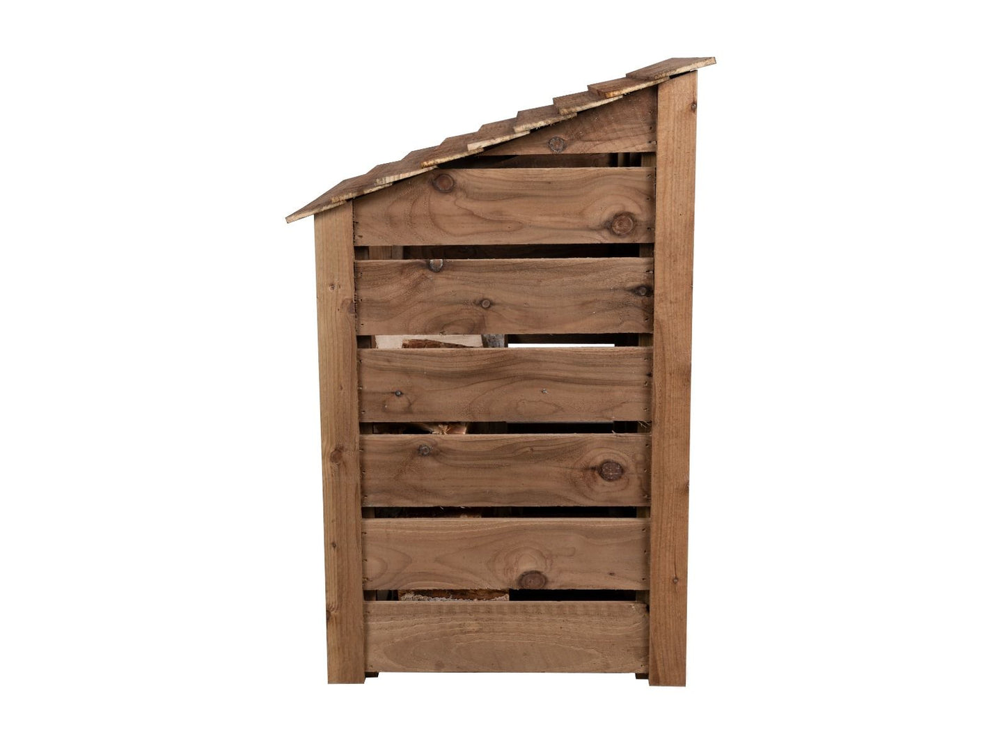 Slatted Wooden Log Store W-99cm, H-126cm or 180cm, D-88cm - Brown Finish