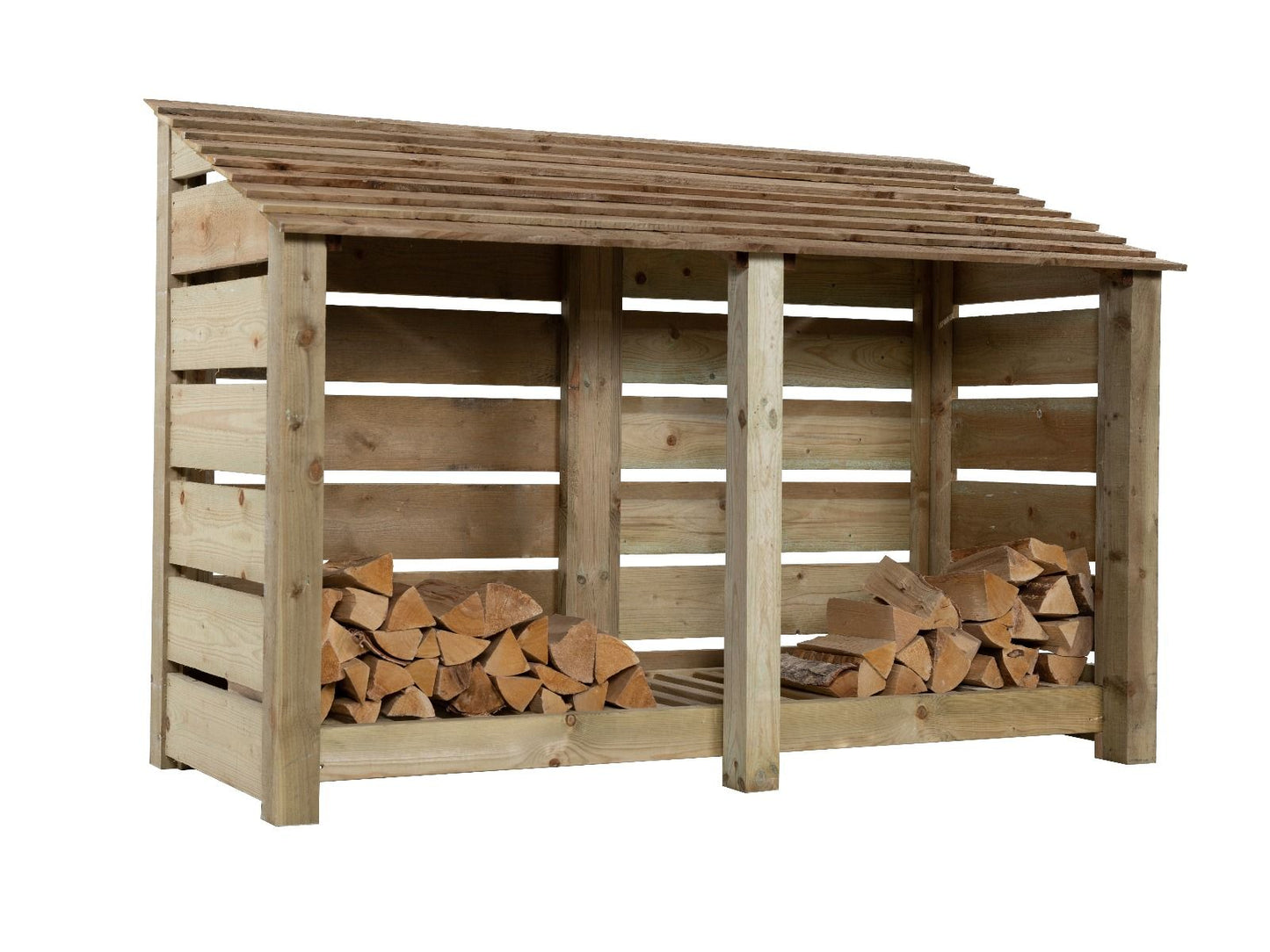 Slatted Wooden Log Store W-187cm, H-126cm or 180cm, D-88cm