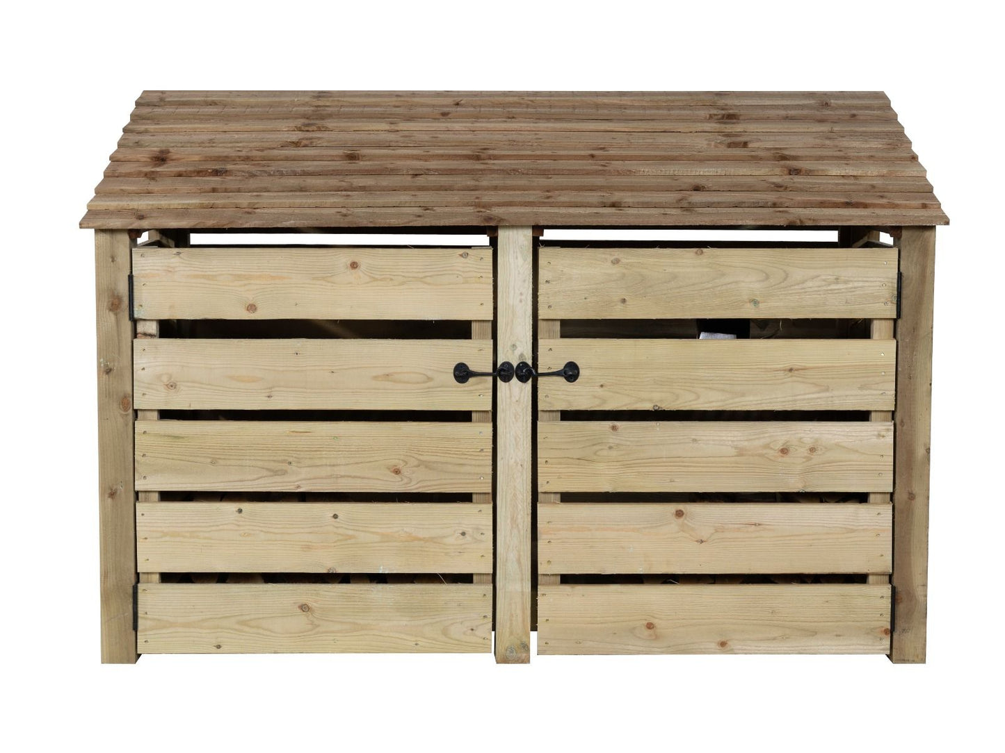 Slatted Wooden Log Store with Doors W-187cm, H-126cm or 180cm, D-88cm