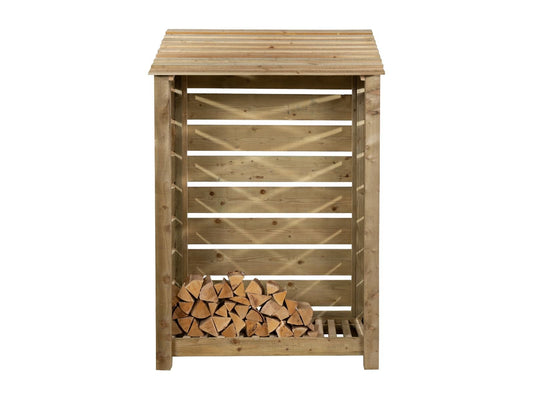Slatted Wooden Log Store W-119cm, H-126cm Or 180cm, D-88cm