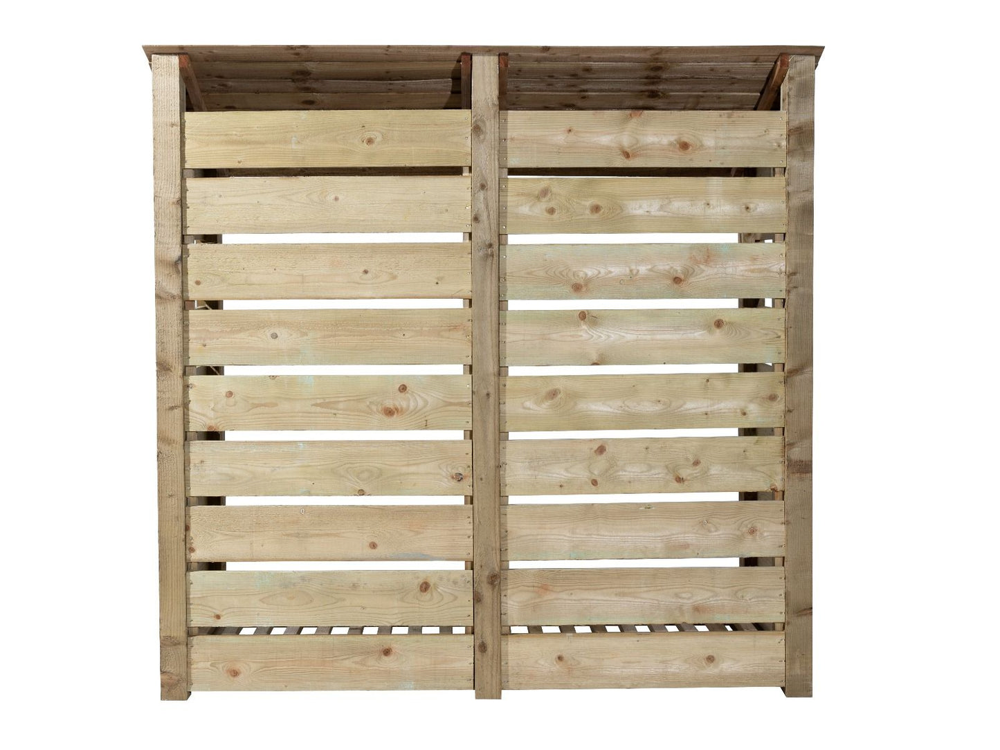 Slatted Wooden Log Store with Doors W-187cm, H-126cm or 180cm, D-88cm