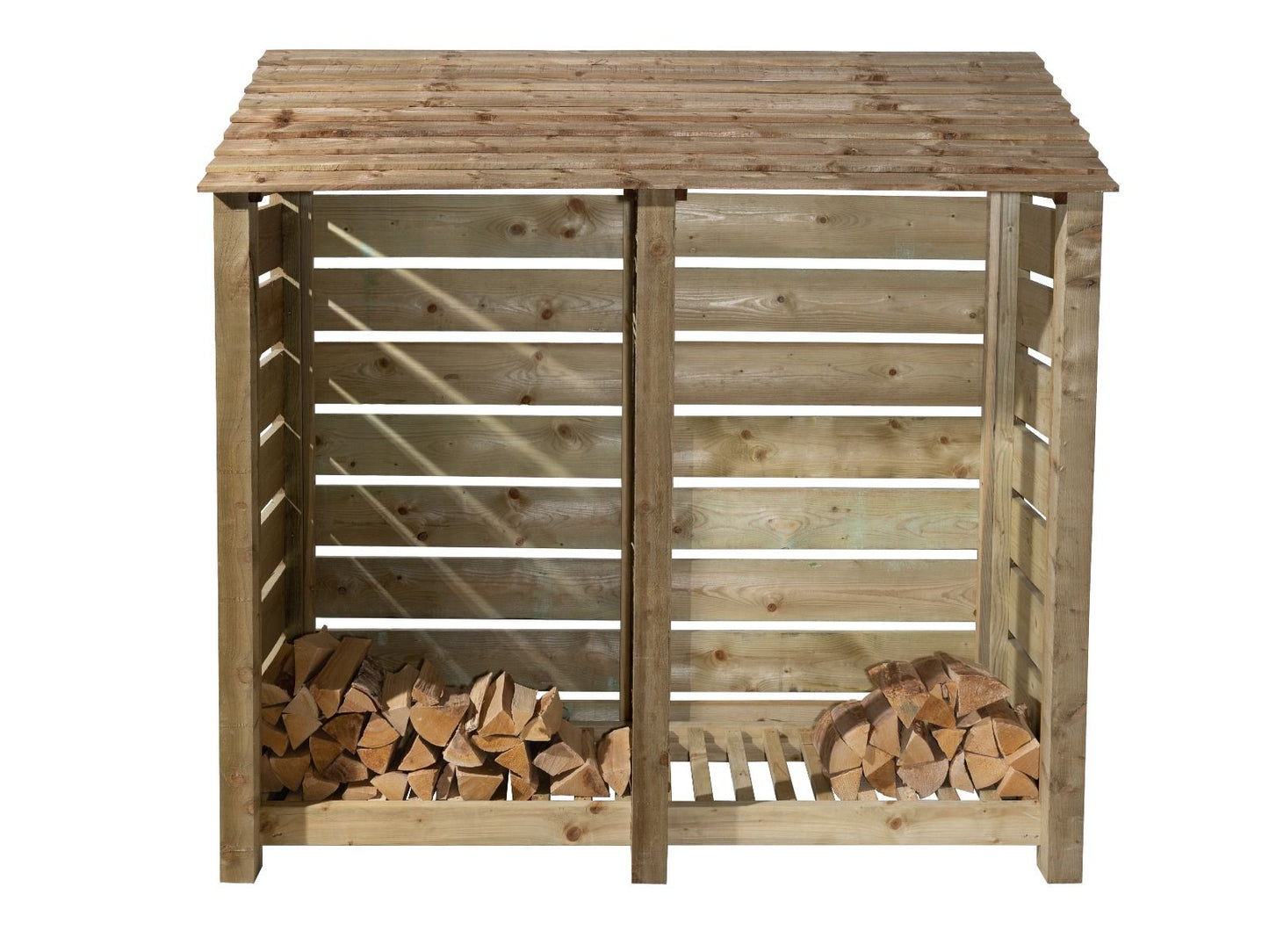 Slatted Wooden Log Store W-187cm, H-126cm or 180cm, D-88cm