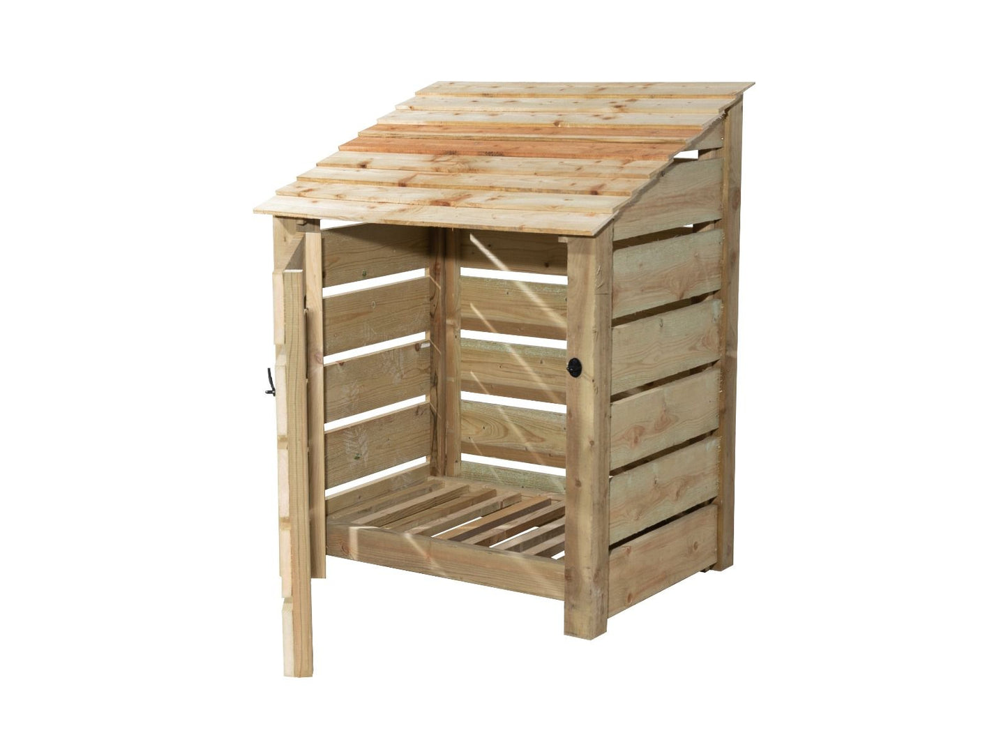 Slatted Wooden Log Store with Door W-99cm, H-126cm Or 180cm, D-88cm