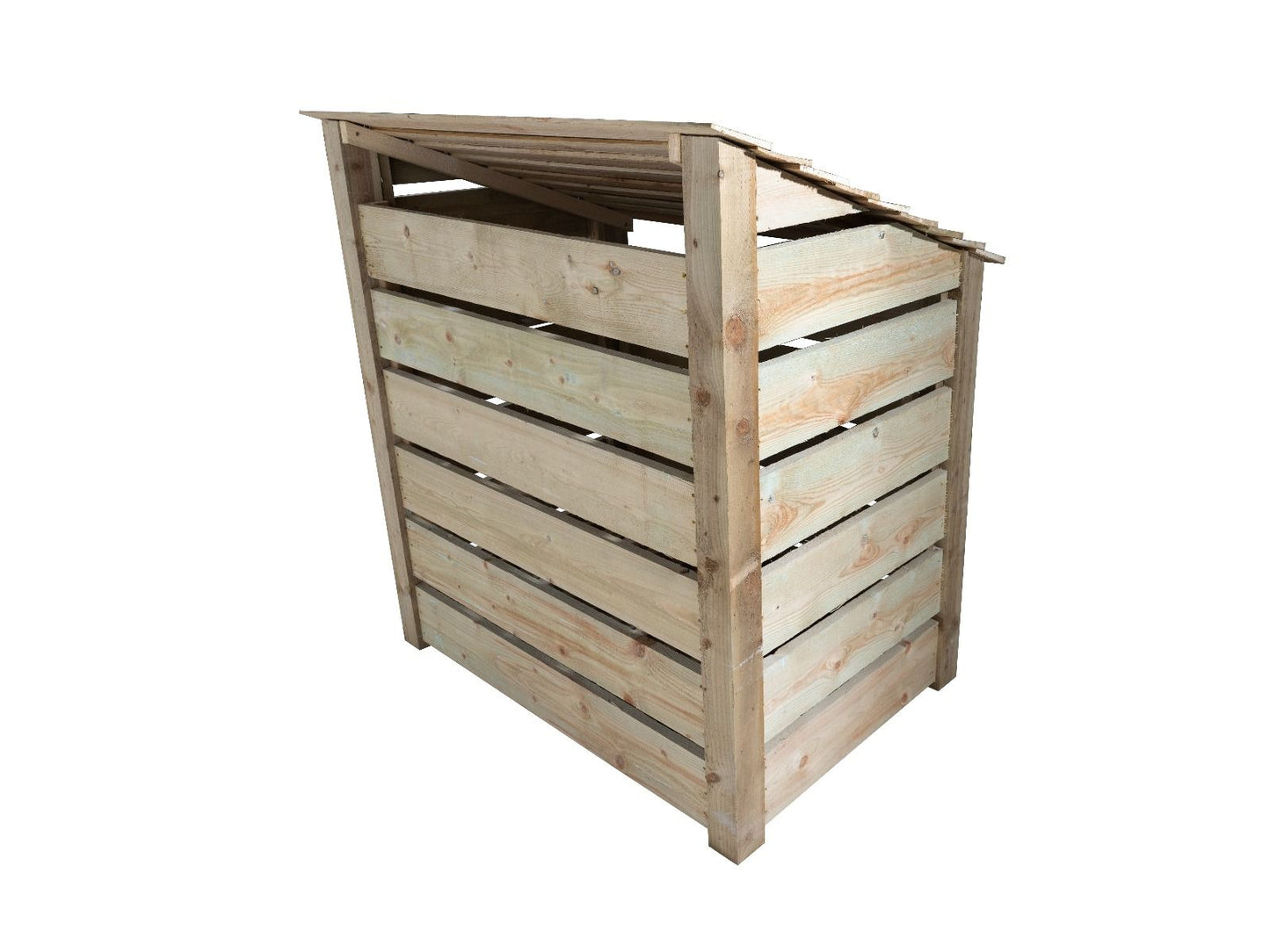 Slatted Wooden Log Store with Door W-119cm, H-126cm Or 180cm, D-88cm