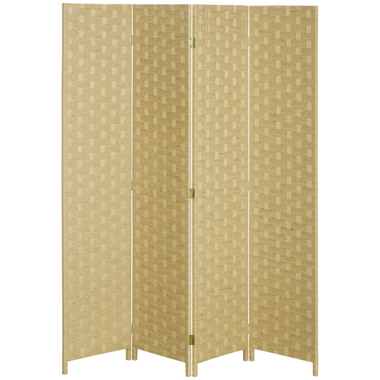 HOMCOM 4-Panel Room Dividers, Wave Fibre Freestanding Folding Privacy Screen Panels, Partition Wall Divider for Indoor Bedroom Office, 170\'c2\'a0cm, Brown
