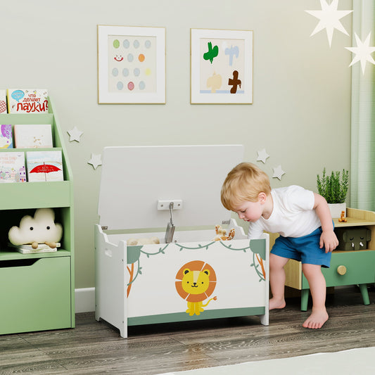 AIYAPLAY Toy Box with Lid, Safety Hinges and Groove Handles, Toy Storage organiser for Kids, Living Room, Playroom, Green