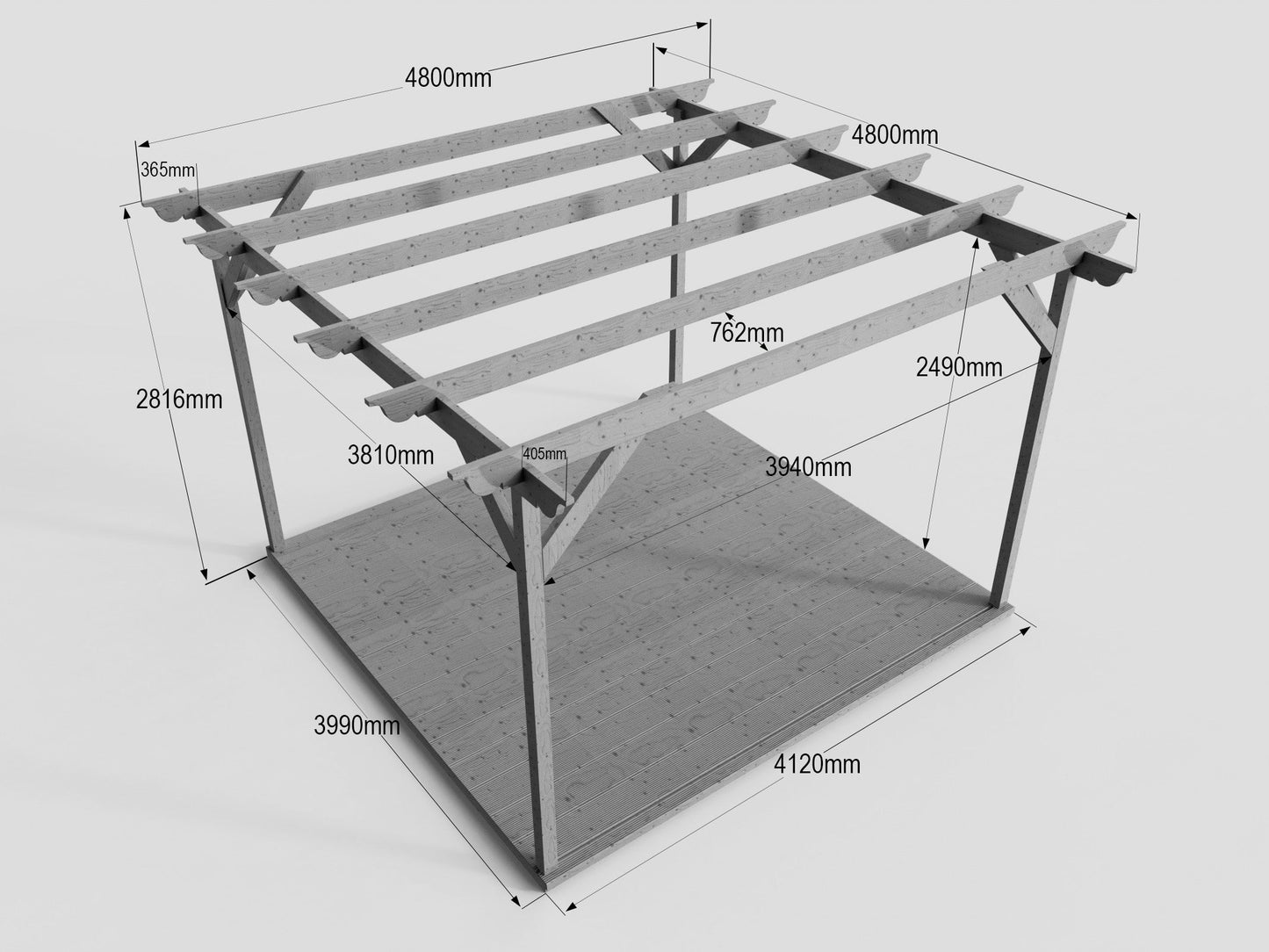 Longhorn Wooden Pergola and Decking Kit