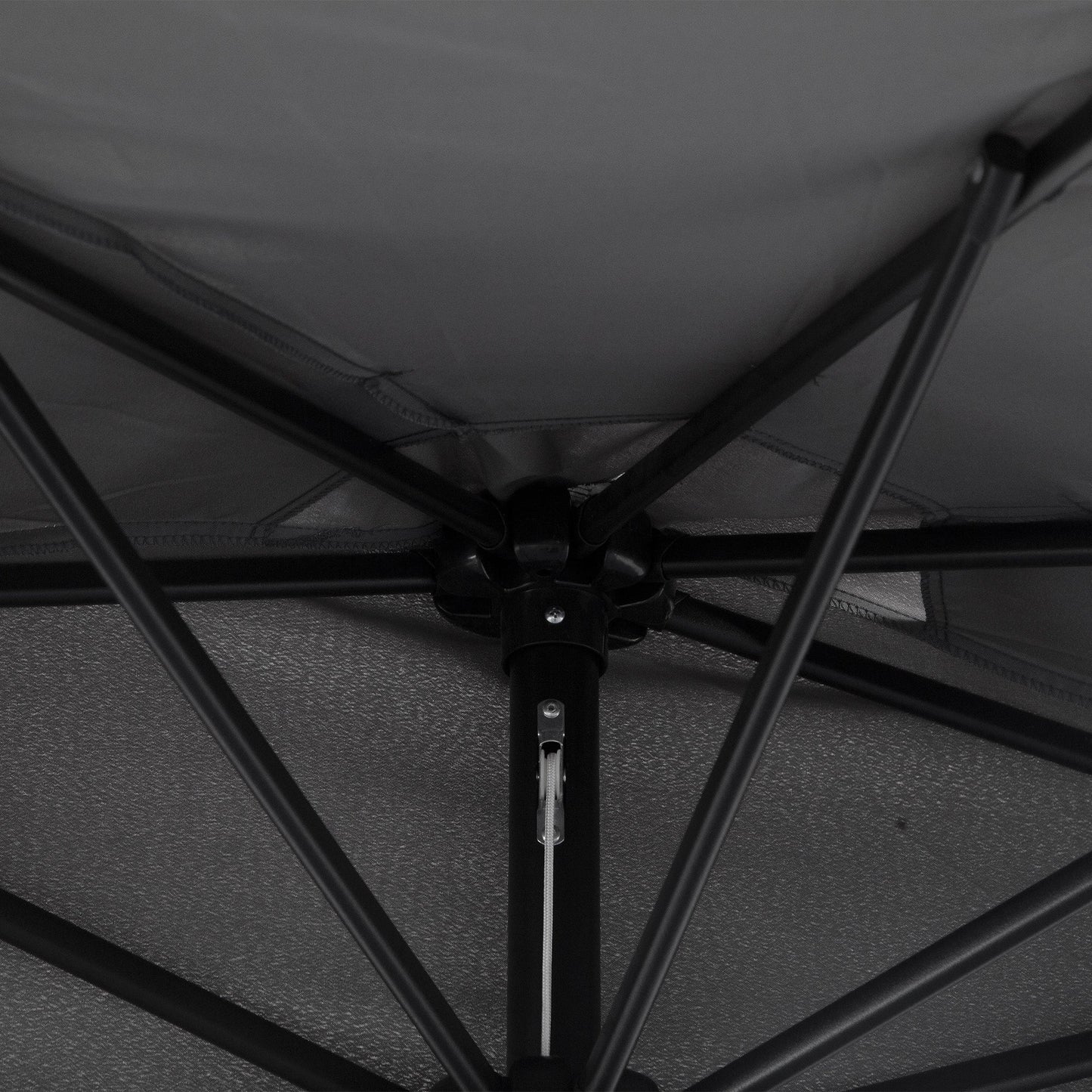 Outsunny 3(m) Half Parasol Semi Round Umbrella Patio Metal Frame Crank Handle for Balcony-- NO BASE INCLUDED, Grey