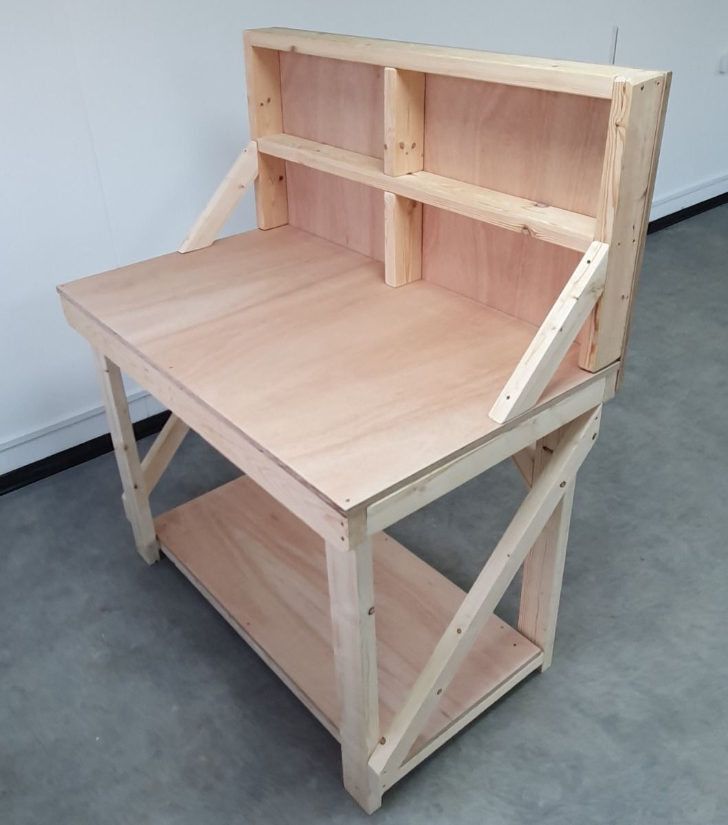 Wooden Workbench 18mm Eucalyptus Hardwood Top With Back Panel