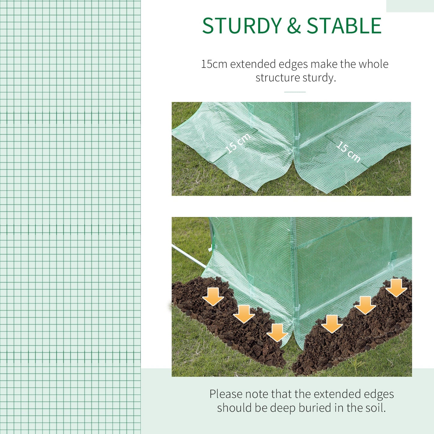 Outsunny 6 x 3 x 2 m Polytunnel Greenhouse with Roll-up Door and 12 Mesh Windows, Walk-in Garden Tunnel Warm House Tent with UV-resistant PE Cover and Galvanised Steel Frame, Green