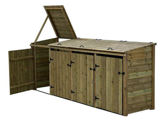 Premium Tongue and Groove Wooden Wheelie Bin Store