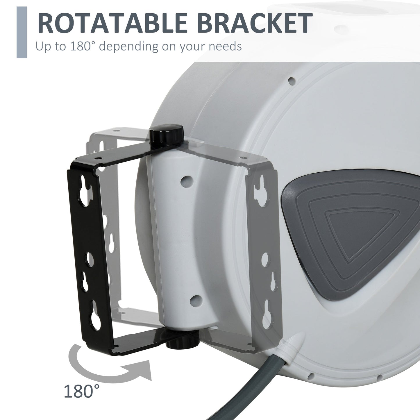 DURHAND Retractable Air Hose Reel 15m+ 140cm Hose Diameter 3/ 8" 9.5mm, Hose Connector 1/ 4" BSP, Wall Mount Auto Rewind Hose- Reel