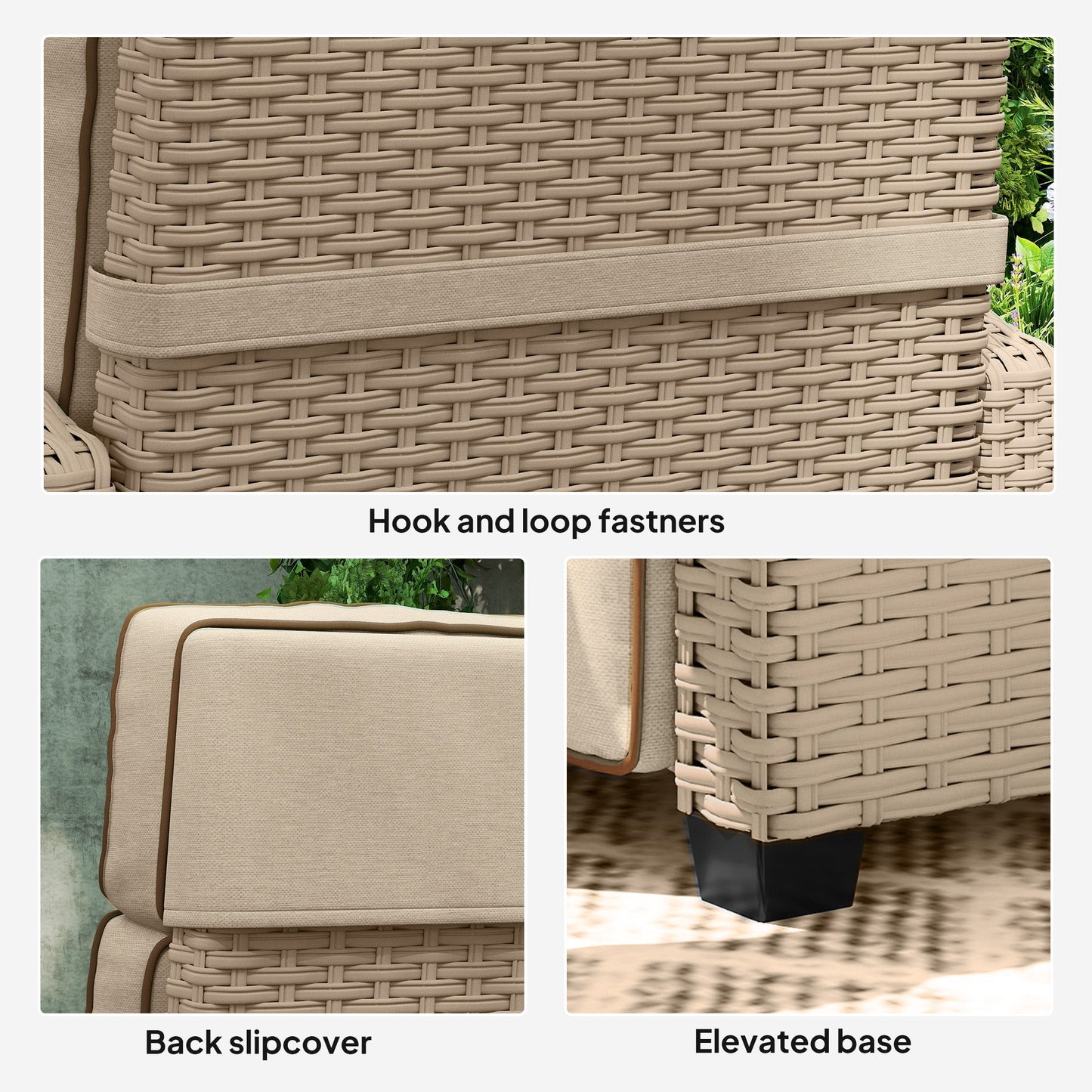 Outsunny Rattan Garden Recliner Chair, Adjustable Backrest Reclining Rattan Chair with Flip Table, Cushion and Footrest, Indoor Outdoor Lounge Reclining Sun Lounger for Patio, Yellow/Beige