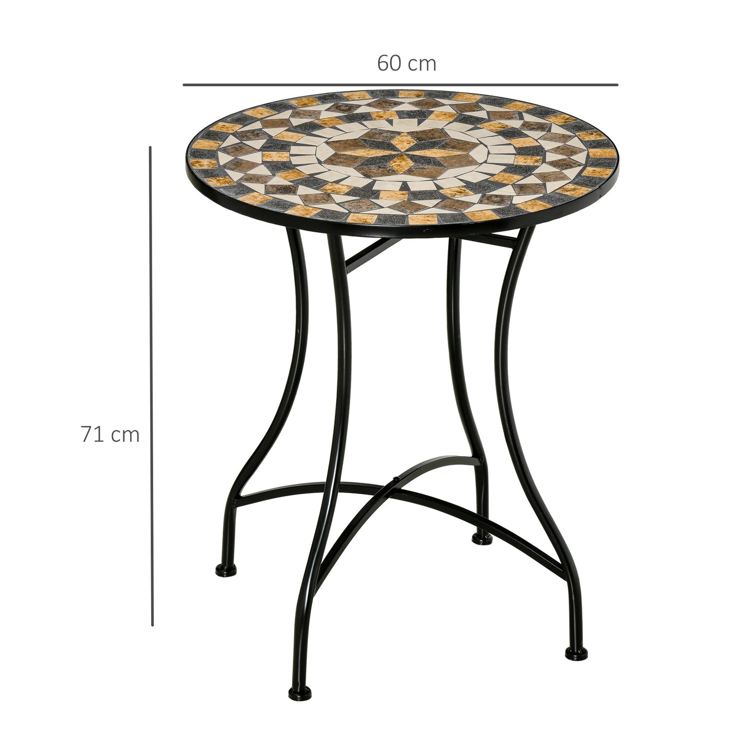 Outsunny \'ce\'a660cm Mosaic Outdoor Patio Table - Grey