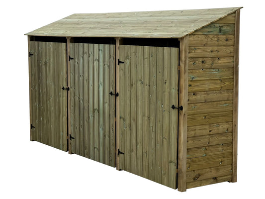 Wooden Premium Tongue/Groove Log Store with Doors W-335cm, H-126cm or 180cm, D-88cm