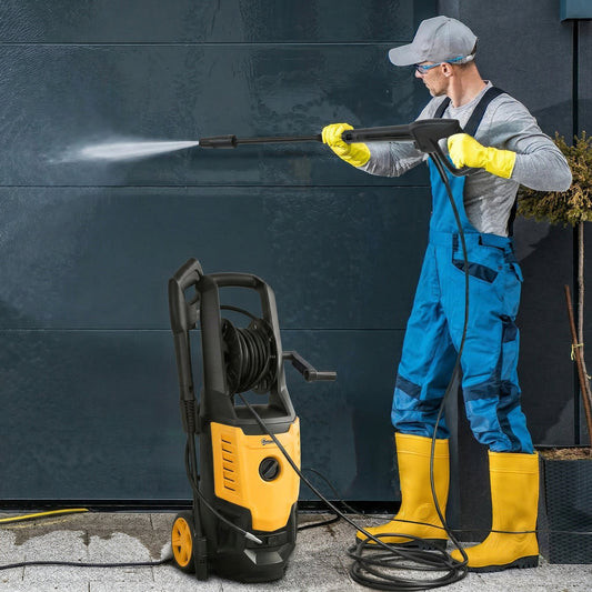 Outsunny 2200W High Pressure Washer, 170 Bar Pressure Washer with Adjustable Nozzle and 6M Hose, 33 x 31.5 x 80.5 cm, Yellow