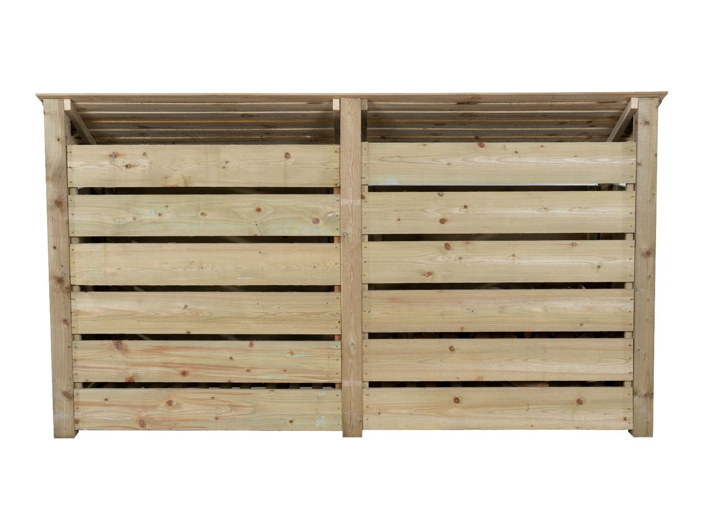 Slatted Wooden Log Store with Shelf W-227cm, H-126cm or 180cm, D-88cm