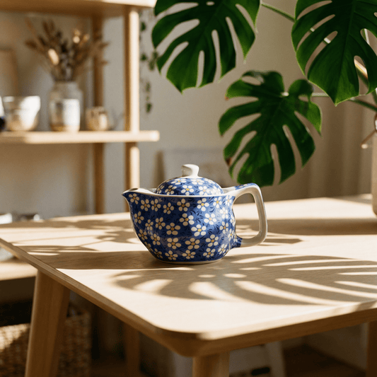 Small Herbal Teapot - Blue Daisy