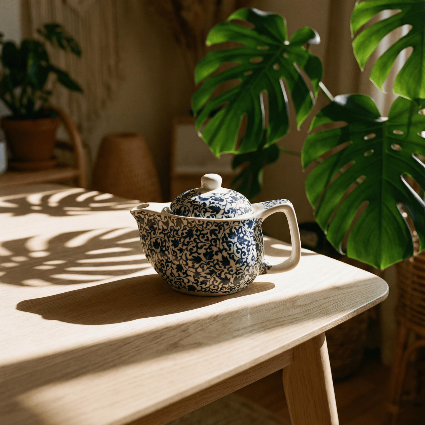 Small Herbal Teapot - Blue Pattern