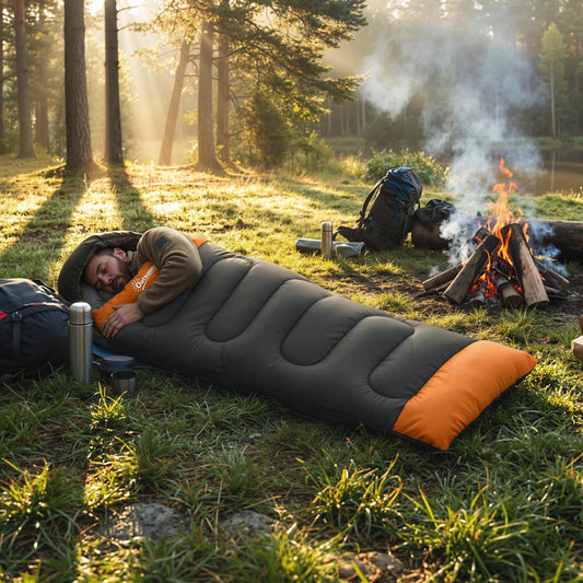 Outsunny Sleeping Bag for Adults, Lightweight & Compact Sleeping Bag, 3 Seasons, Grey