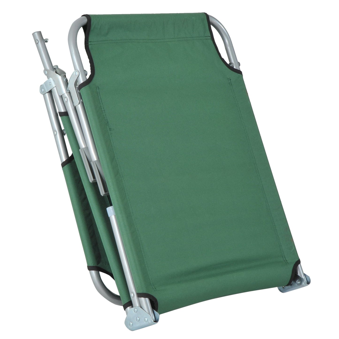 Outsunny Reclining Sun Lounger Chair Folding Camping Bed with 4-Position Adjustable Backrest, for Travel Indoor Outdoor Office Fishing, Green
