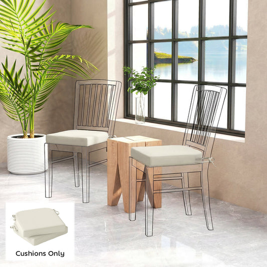 Outsunny Outdoor Chair Seat Cushions Set of 2, Garden Chair Cushions with 7cm Thick Foam & Ties, Cream White