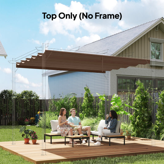 Outsunny Retractable Pergola Cover, 3.5 x 2.6 m Replacement Canopy Fabric for 4 x 3 m Frame, Roof Top Only, Brown