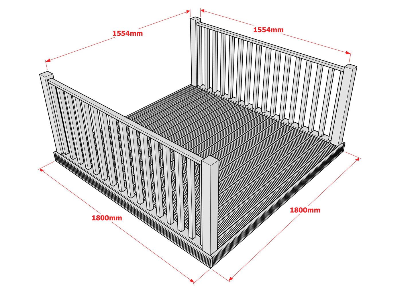 Decking Kit With Two Side Balustrade