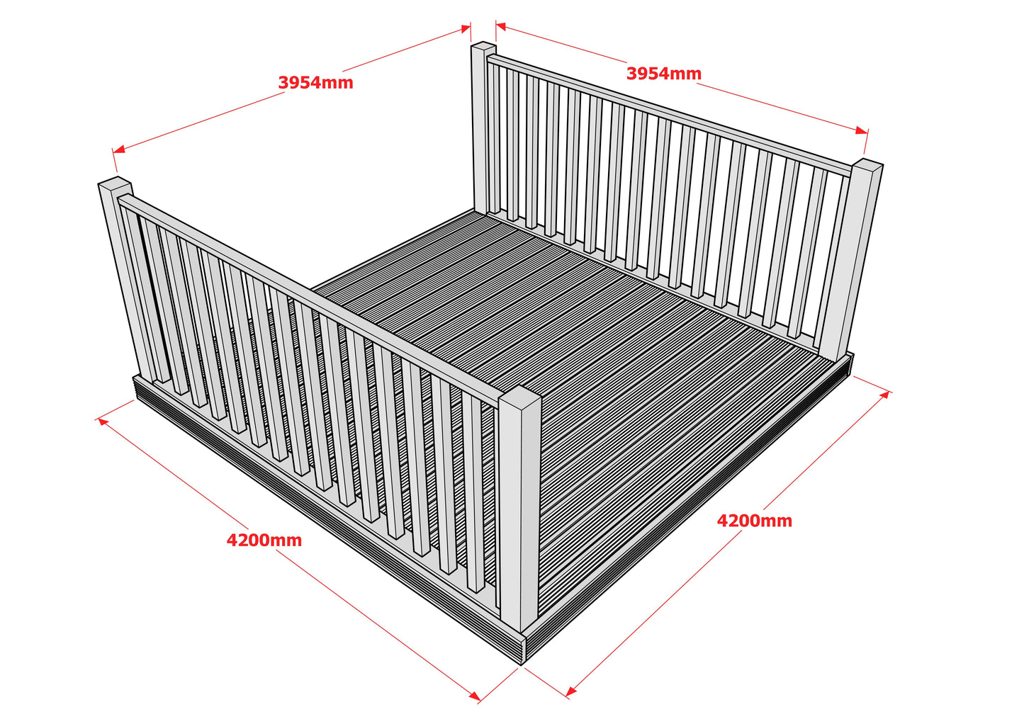 Decking Kit With Two Side Balustrade