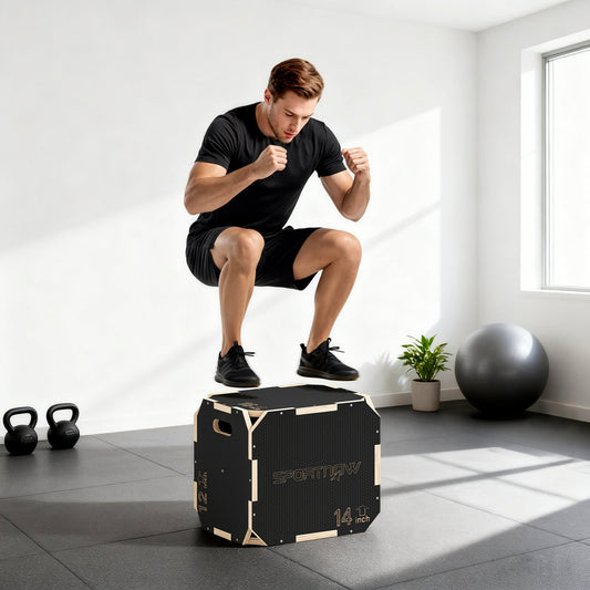 SPORTNOW Non-Slip Plyo Box, Corner-free Wooden Jump Box, 31 x 36 x 41 cm