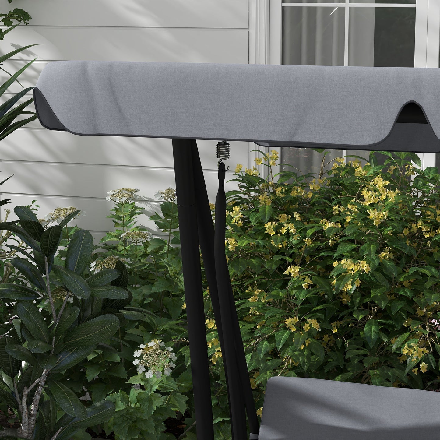 Outsunny Three-Person garden Swing Chair, with Adjustable Canopy - Light Brown