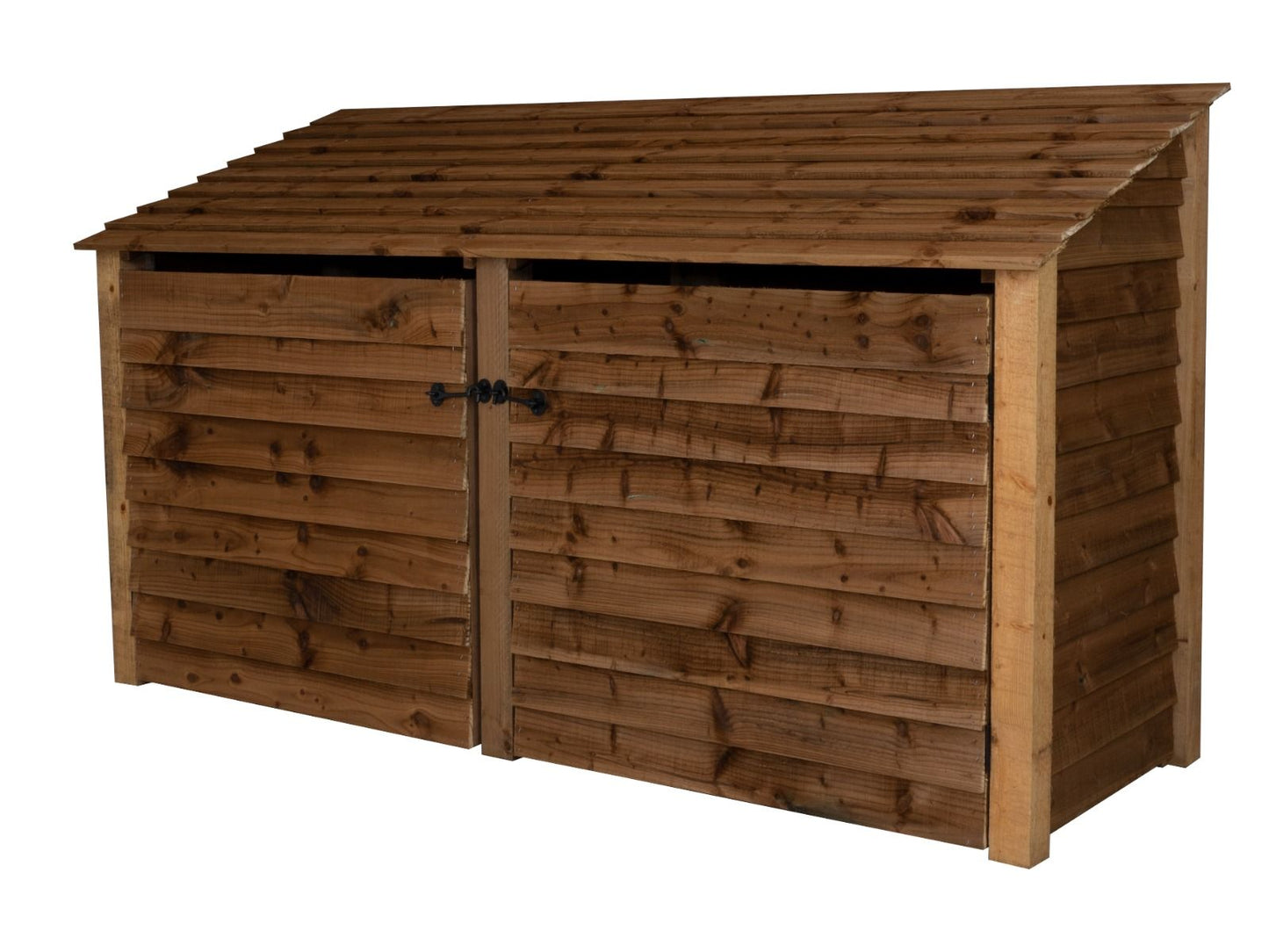 Wooden Log Store with Doors and Shelf W-227cm, H-126cm or 180cm, D-88cm - Brown Finish