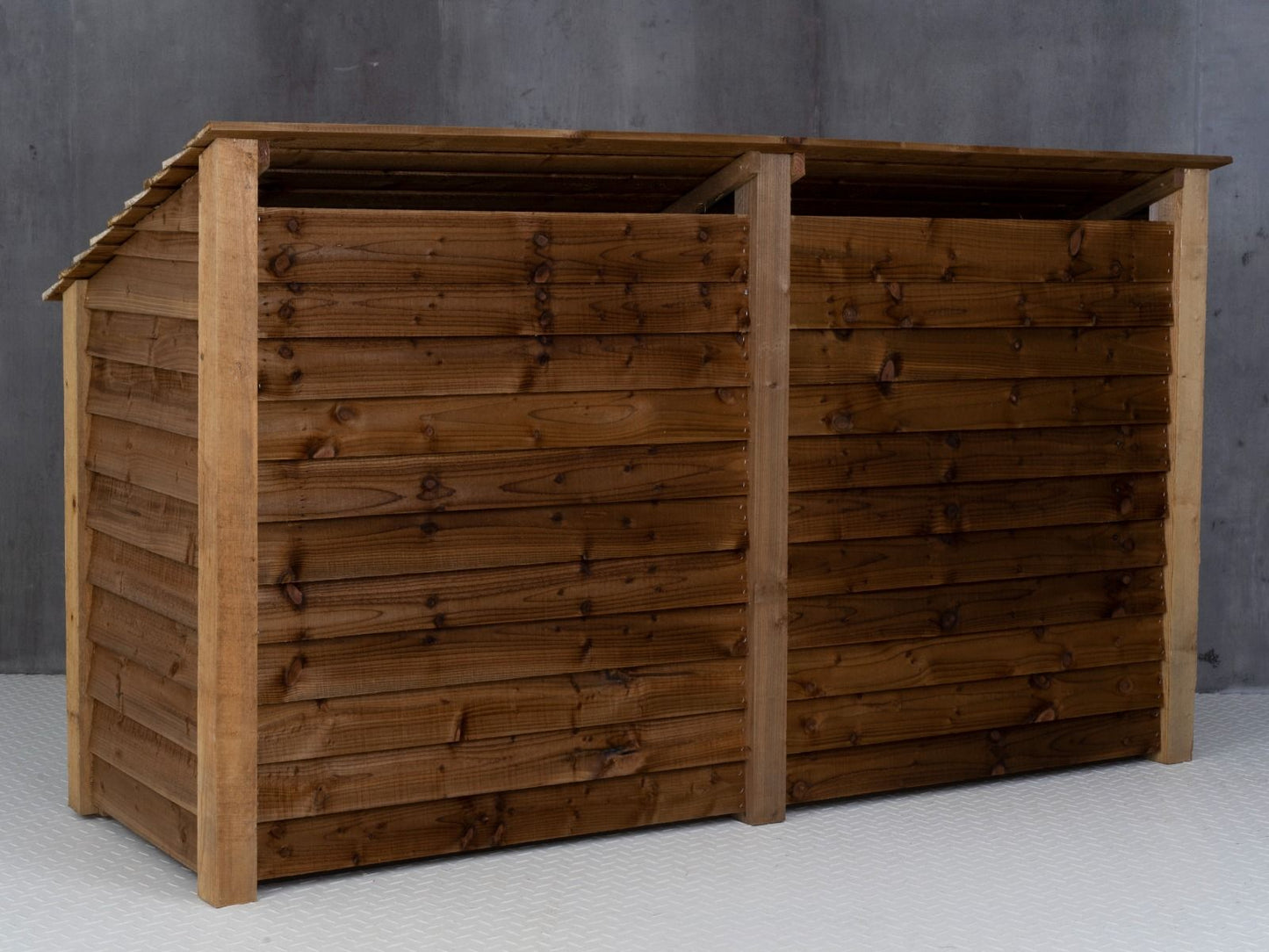 Wooden Log Store with Doors and Shelf W-227cm, H-126cm or 180cm, D-88cm - Brown Finish