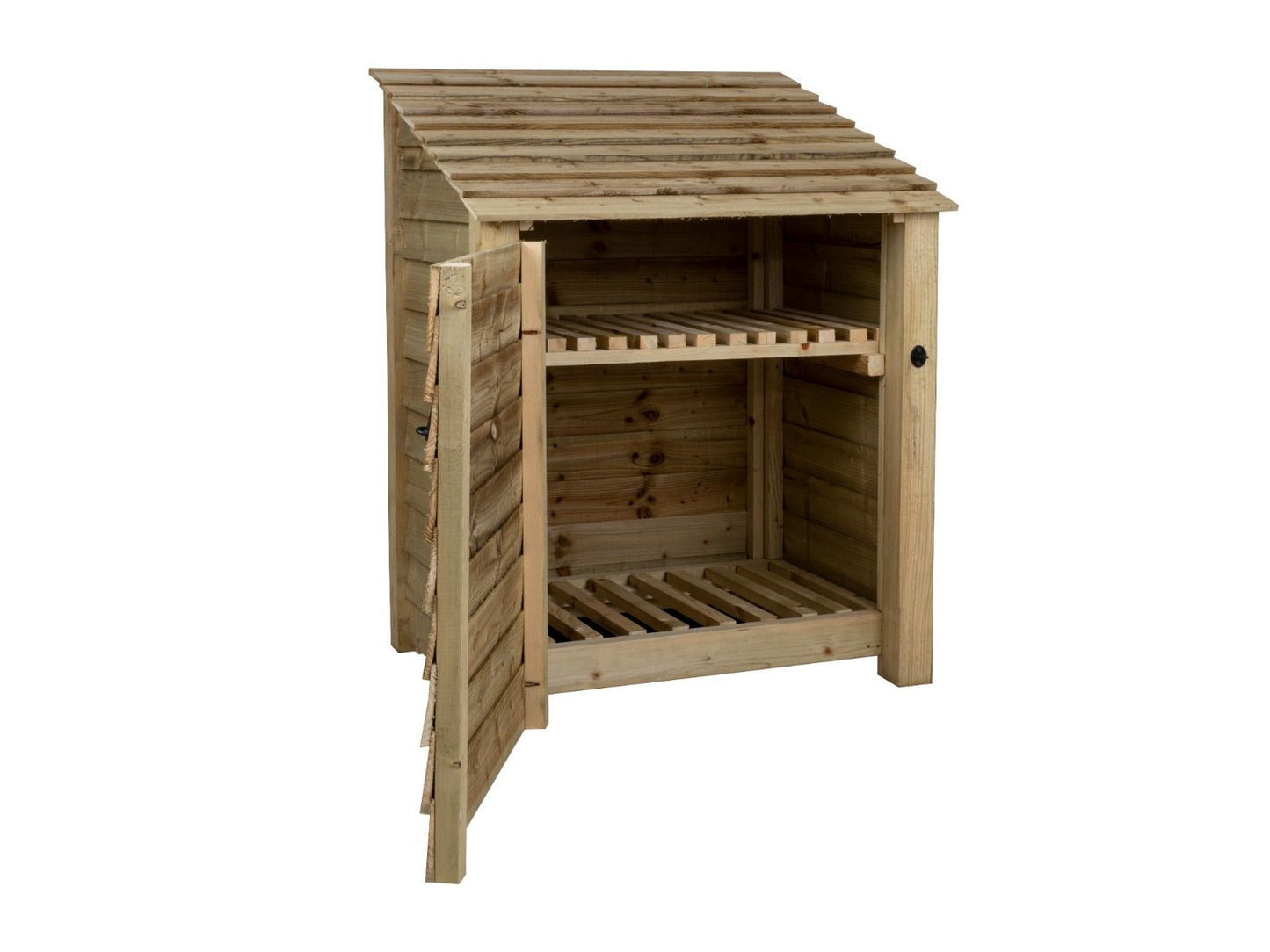 Wooden Log Store with Door and Shelf W-99cm, H-126cm Or 180cm, D-88cm