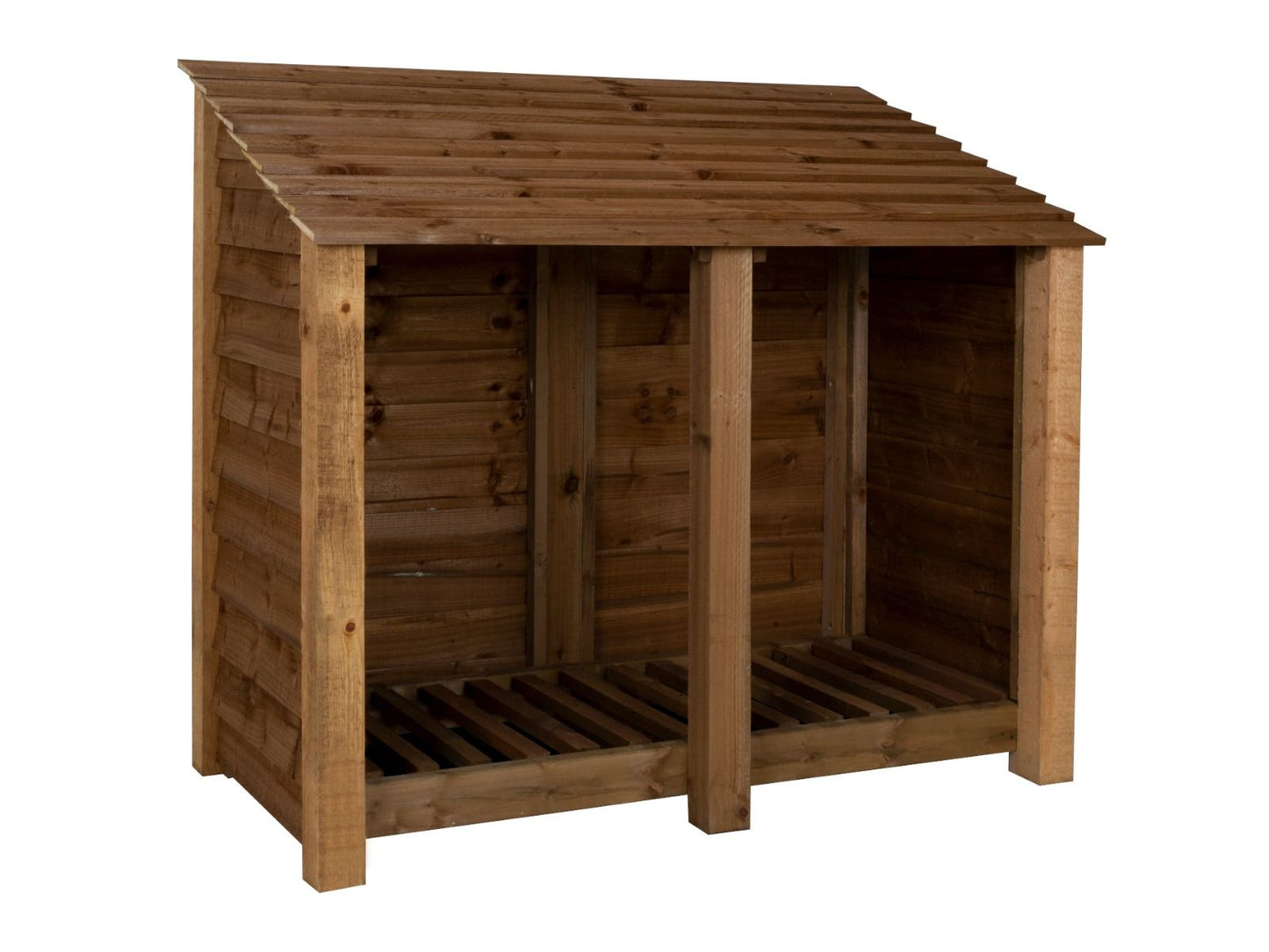 Wooden Log Store W-146cm, H-126cm or 180cm, D-88cm - Brown Finish
