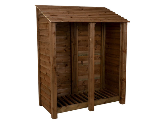 Wooden Log Store W-146cm, H-126cm or 180cm, D-88cm - Brown Finish