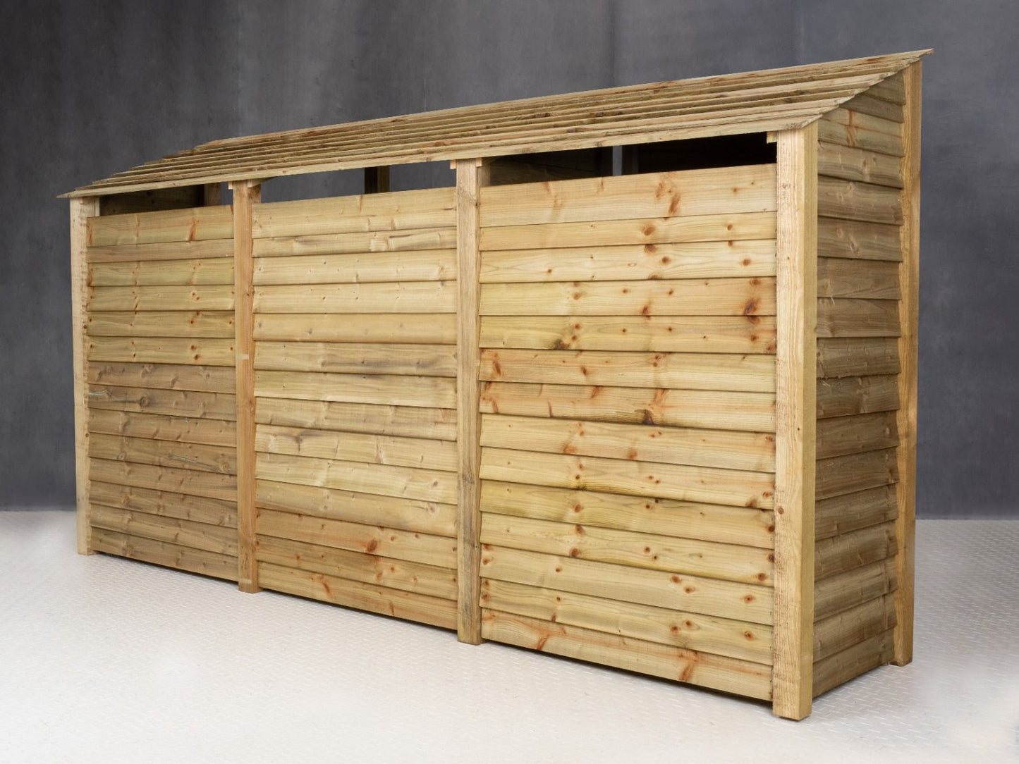 Wooden Log Store (Roof Sloping Back) with Doors W-335cm, H-126cm or 180cm, D-88cm
