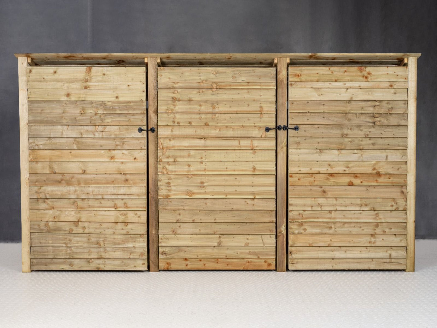 Wooden Log Store (Roof Sloping Back) with Doors and Shelf W-335cm, H-126cm or 180cm, D-88cm