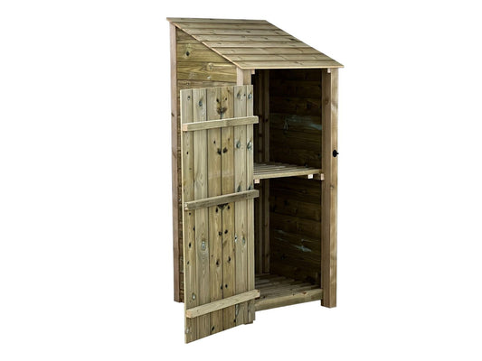 Wooden Premium Tongue/Groove Log Store with Door and Shelf (W-79cm, H-126cm or H-180cm, D-88cm)
