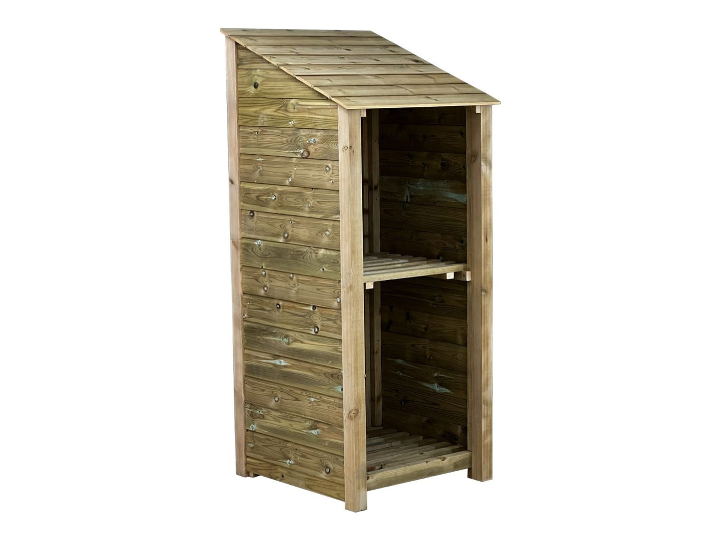 Wooden Premium Tongue/Groove Log Store with Shelf (W-79cm, H-126cm or H-180cm, D-88cm)