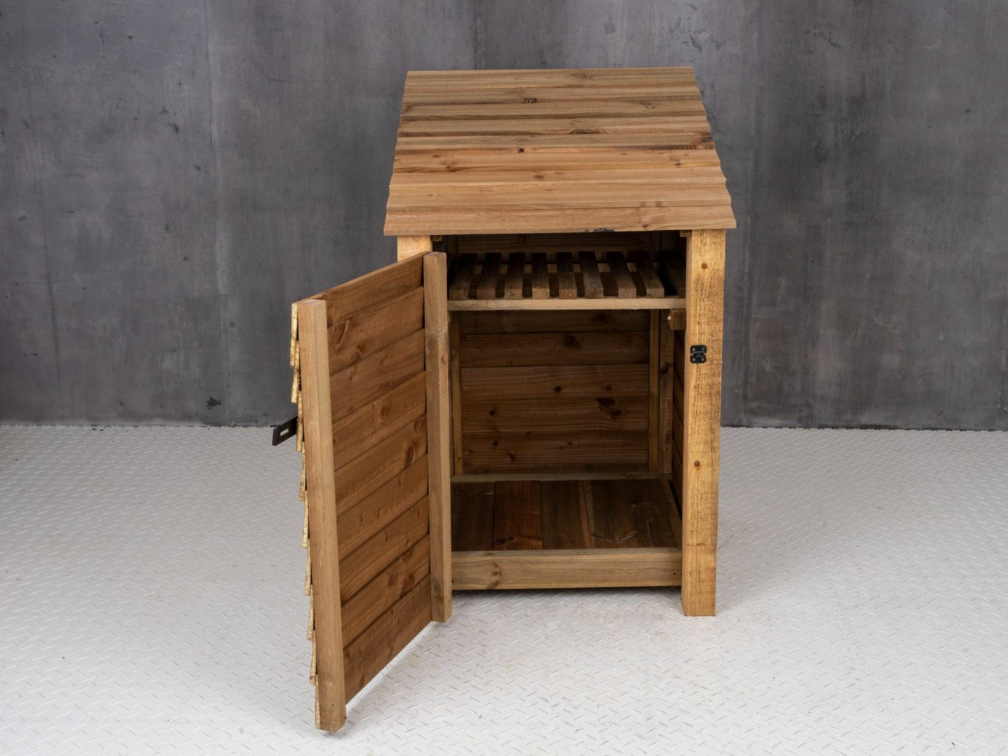 Wooden Garden Tool Storage with Shelf W-79cm, H-126cm or 180cm, D-88cm - Brown Finish