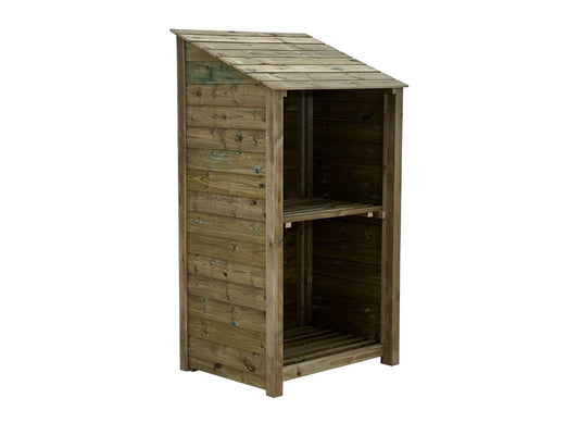 Wooden Premium Tongue/Groove Log Store with Shelf (W-99cm, H-126cm or H-180cm, D-88cm)