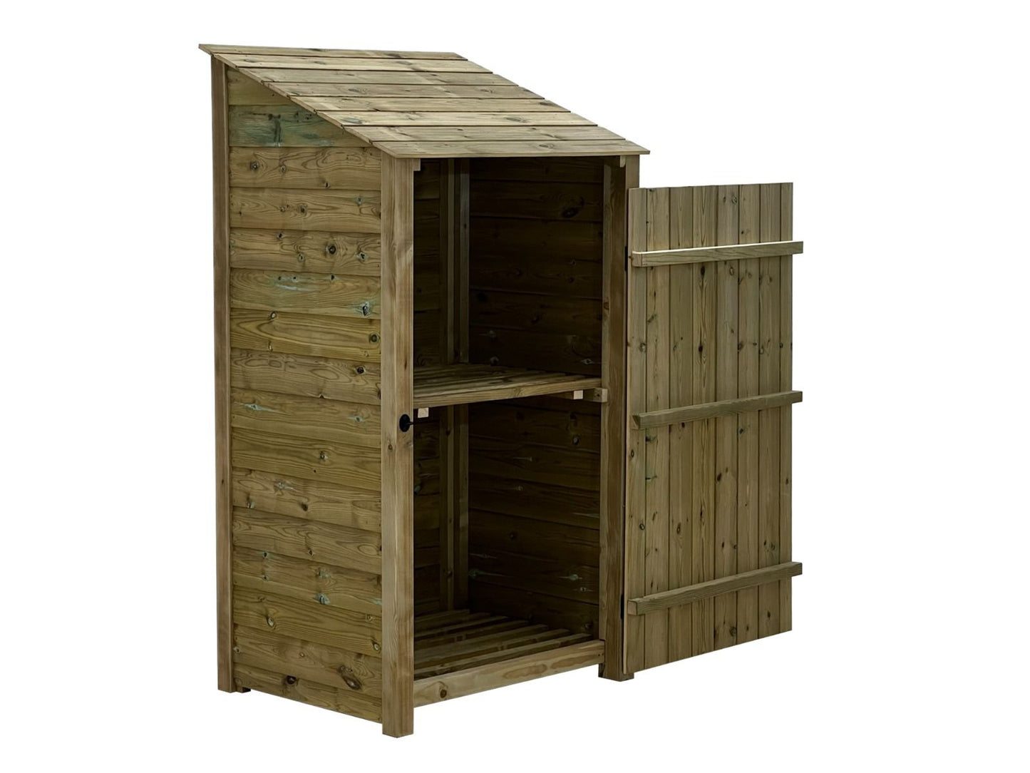 Wooden Premium Tongue/Groove Log Store with Door and Shelf (W-99cm, H-126cm or H-180cm, D-88cm)