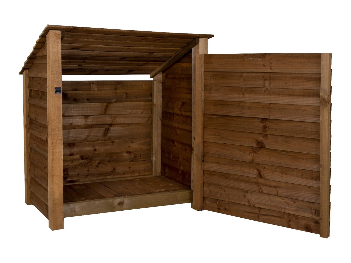 Wooden Garden Tool Storage (Roof Sloping Back) W-99cm, H-126cm or 180cm, D-88cm - Brown Finish