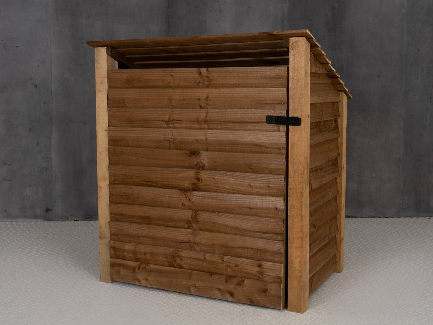 Wooden Garden Tool Storage (Roof Sloping Back) W-99cm, H-126cm or 180cm, D-88cm - Brown Finish