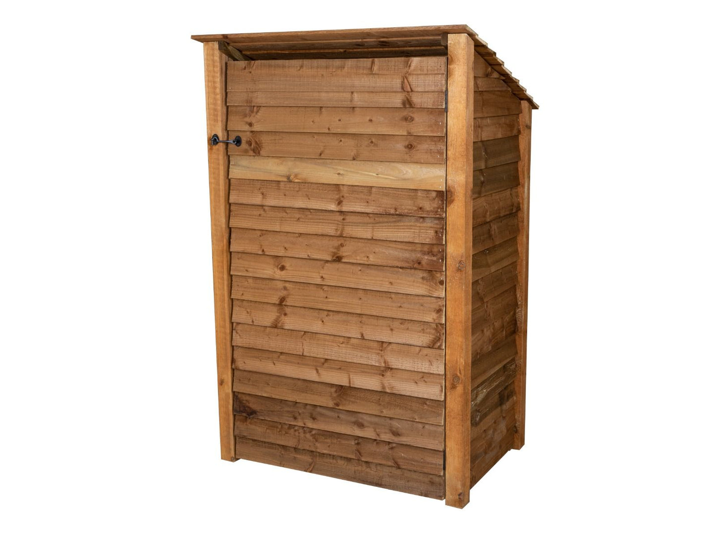 Wooden Log Store (Roof Sloping Back) with Door W-119cm, H-126cm or 180cm, D-88cm - Brown Finish